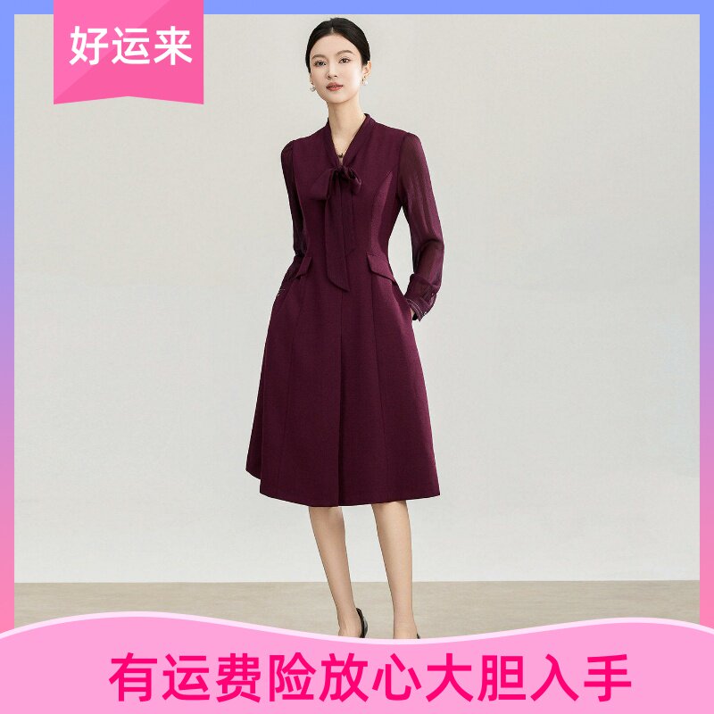 南油高货法式轻奢烫钻收腰连衣裙