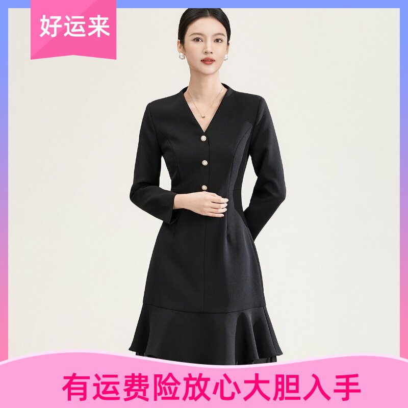 WLZD深圳南油高货洋气职业通勤风气质垂坠感鱼尾裙女春秋季连衣裙