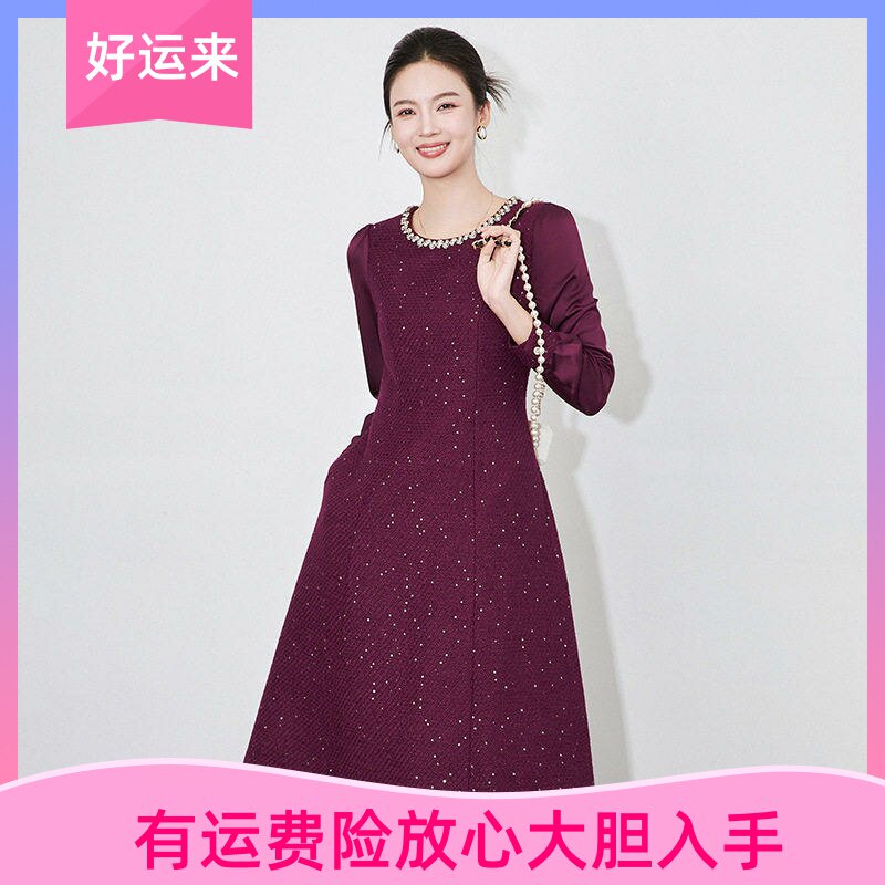 -轻奢名媛时尚气质长袖点钻圆领