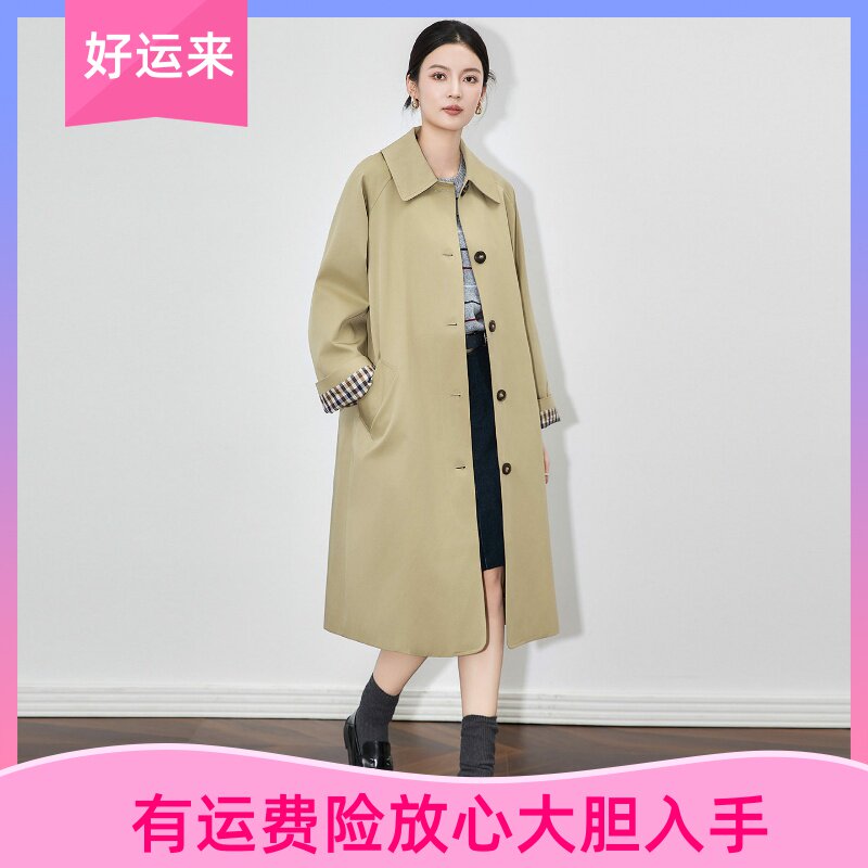 WLZD深圳南油轻奢大衣女翻领风衣新款春秋单排扣英伦风中长款外套