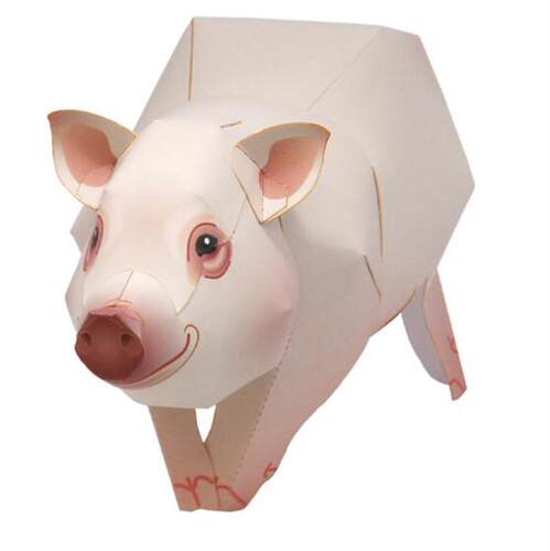 仿真动物 猪 纸玩偶3d立体纸模型DIY手工制作儿童折纸益智玩具