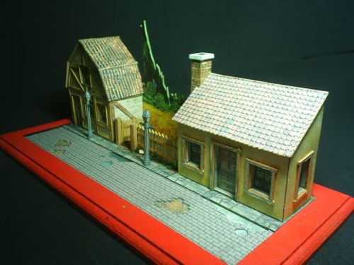 社区街道小房子场景3D立体纸模型DIY手工制作儿童益智折纸玩具