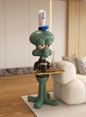 网红章鱼哥入户托盘落地超大摆件一米打工人手办沙发旁客厅置物架