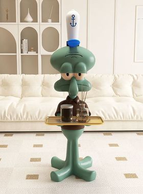 家居玄关打工人章鱼哥托盘大型摆件收纳架钥匙架首饰饮料盘装饰品