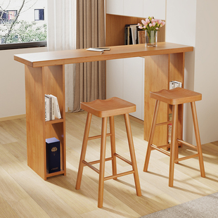 客厅沙发实木隔断吧台柜长条桌轻奢高级家用靠墙小吧台高脚桌椅