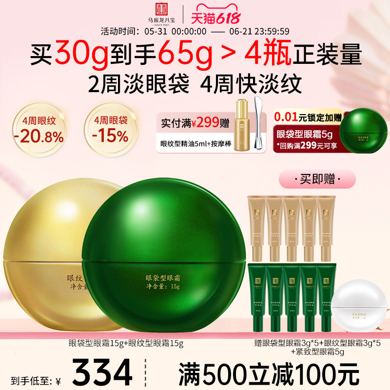 【618抢先购】马应龙眼霜淡化眼袋黑眼圈细纹紧致抗皱八宝正品