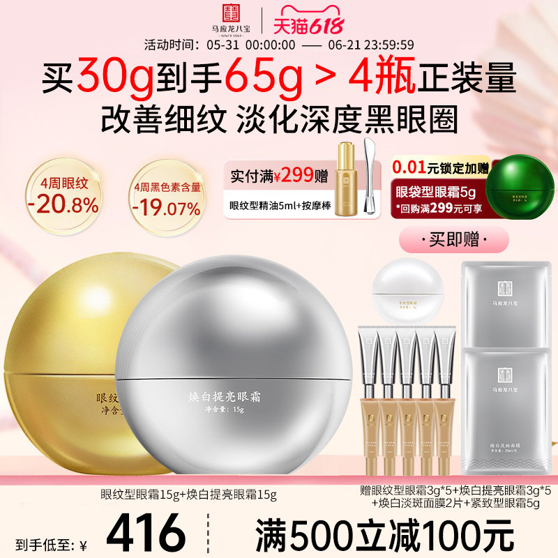 马应龙眼霜淡化黑眼圈细纹美白淡斑祛斑焕亮提亮烟酰胺紧致抗皱