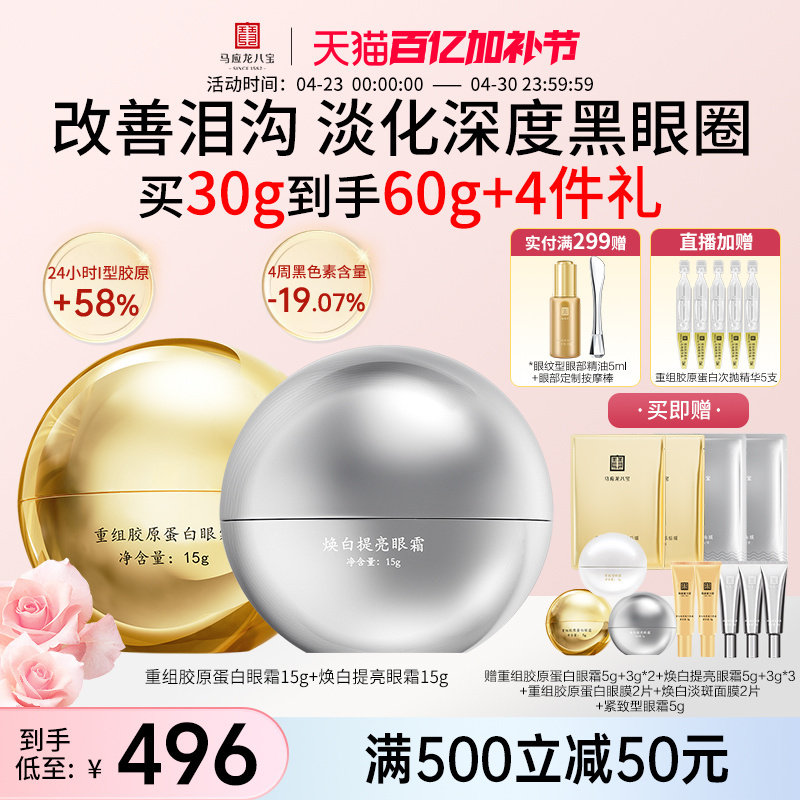 马应龙眼霜淡化黑眼圈细纹泪沟重组胶原蛋白紧致抗皱淡斑八宝正品