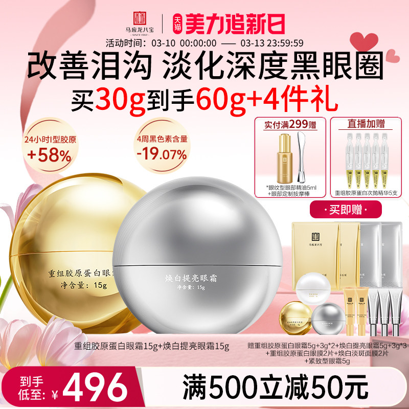 马应龙眼霜淡化黑眼圈细纹泪沟重组胶原蛋白紧致抗皱淡斑八宝正品