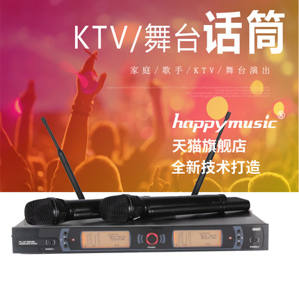 skm5200专业U段调频一拖二动圈无线话筒 舞台/演出/婚庆/KTV家用