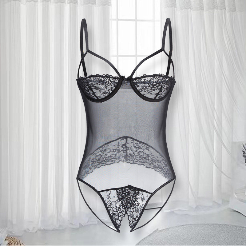 "猎杀者"欧美钢圈透视紧身束身束缚连体衣野玫瑰性感蕾丝透明套装