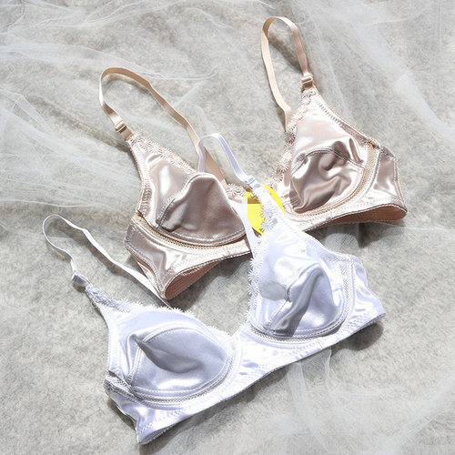 B658｜2件装外贸美国尖罩杯文胸亮面超薄软C杯无钢圈无垫纺锤型