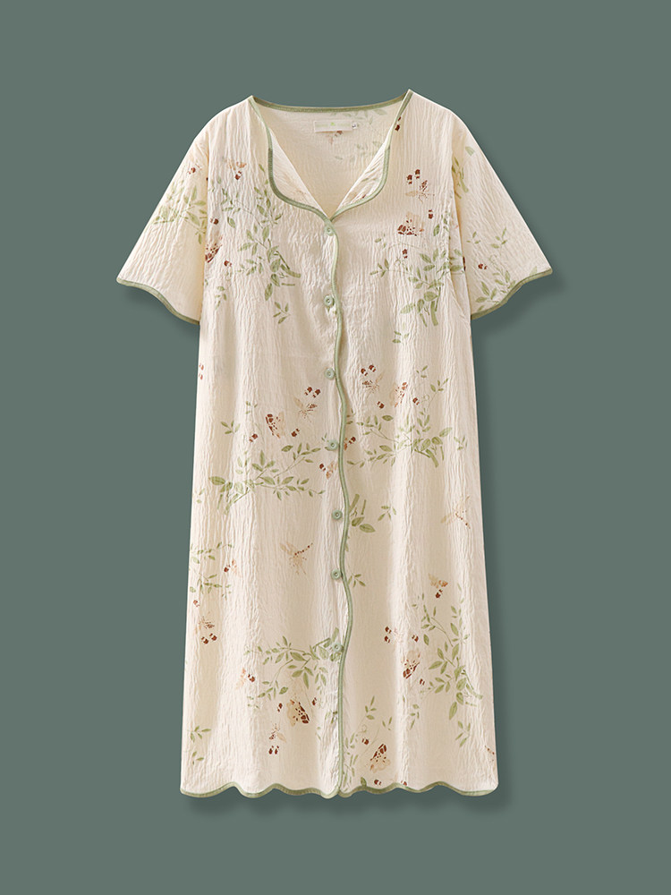 출산을 위해 분만실에 들어가는 임산부를 위한 여름 얇은 반팔 임신과 가슴 패드가 달린 임산부 스커트 가디건 잠옷 산모 감금복