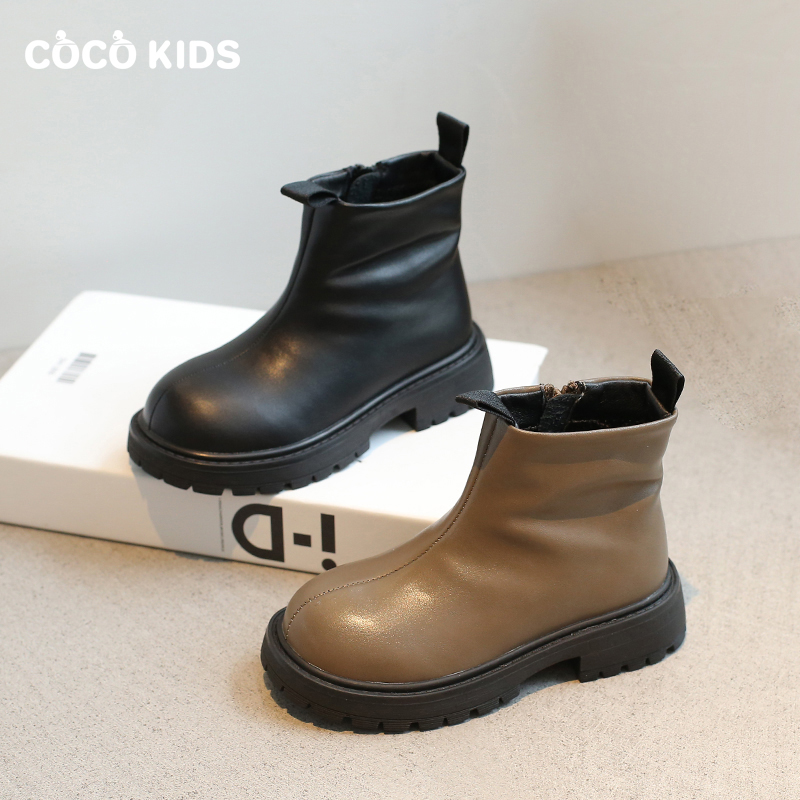 女童英伦风皮靴防滑耐磨鞋底
