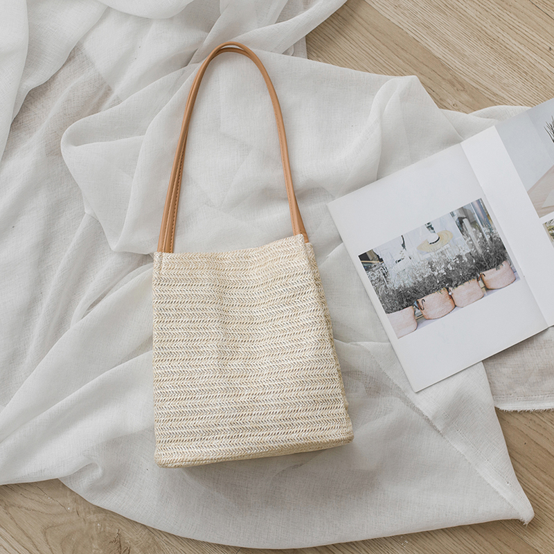 氧气种子2026春季新款撞色百搭托特包韩国百搭休闲草编单肩水桶包,箱包皮具/热销女包/男包,水桶包,淘宝优惠券,粉丝福利购,淘宝优惠卷