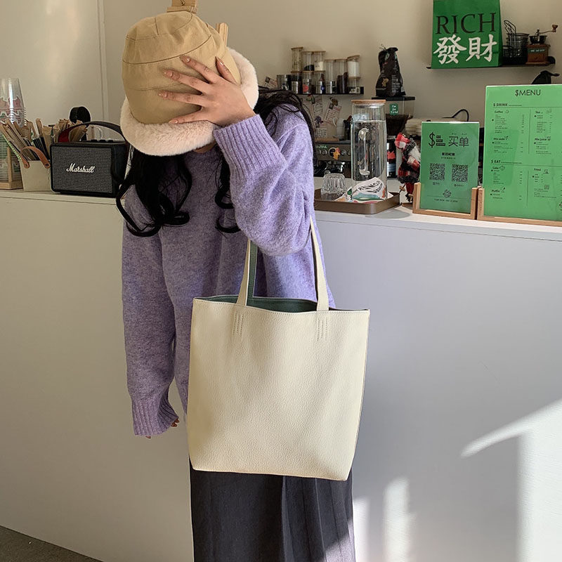 氧气种子2026春季新款新配色日韩双面撞色单肩托特包两面可用设计,箱包皮具/热销女包/男包,托特包,淘宝优惠券,粉丝福利购,淘宝优惠卷