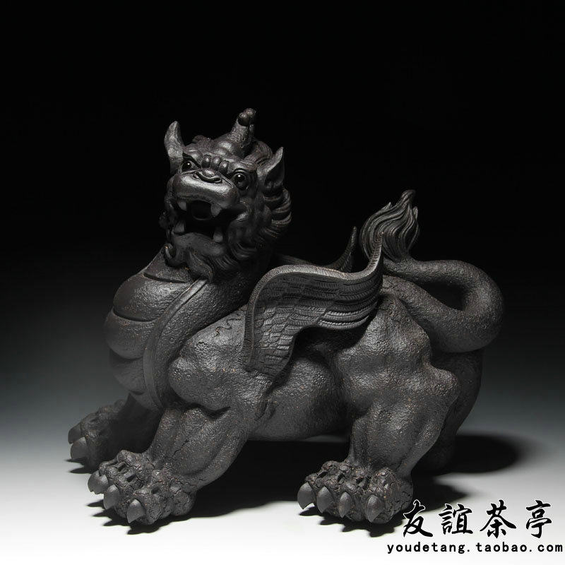 友谊茶亭柏年堂紫砂雕塑吉柏年制厚黑貔貅茶宠文玩摆件收藏