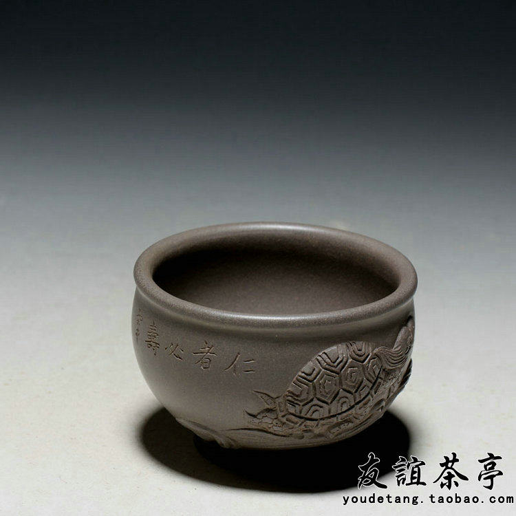 友谊茶亭 宜兴紫砂杯口杯 茶具（福寿盏）宸器全手工口杯天青泥！
