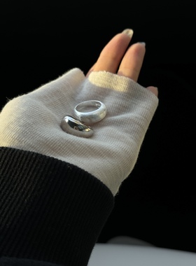 925纯银拉丝工艺镜面戒指套装气质清冷质感