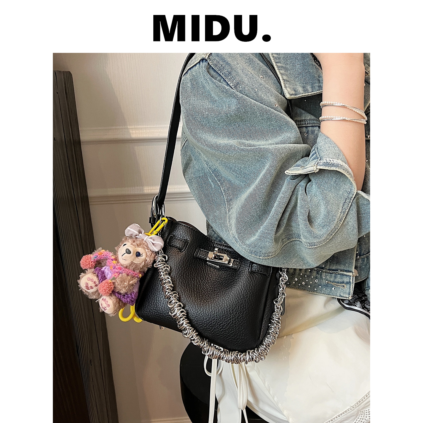 MIDU水桶包女2025新款夏天轻奢小众高级感单肩包爆款超火斜挎小包