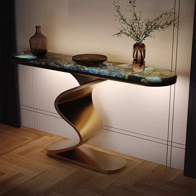 意式轻奢玄关台天然奢石大理石