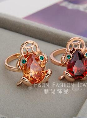 金蟾转运黄水晶合成戒指