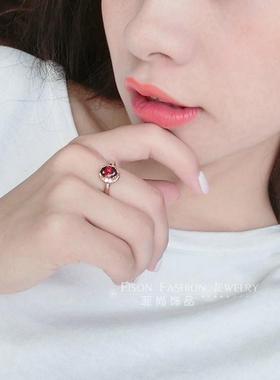 小众正红色高贵名媛戒指气质