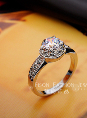 群镶仿真韩版饰品结婚钻戒包邮