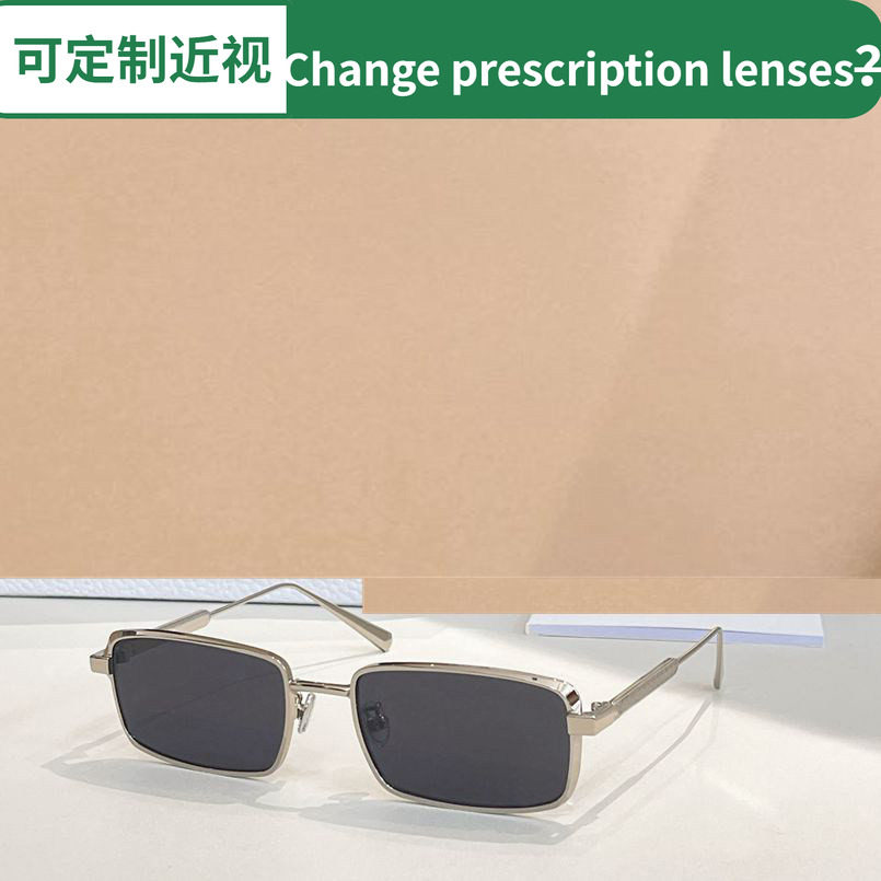 新款金属方形太阳眼镜男女通用Cannage时尚高级风遮阳墨镜银茶粉