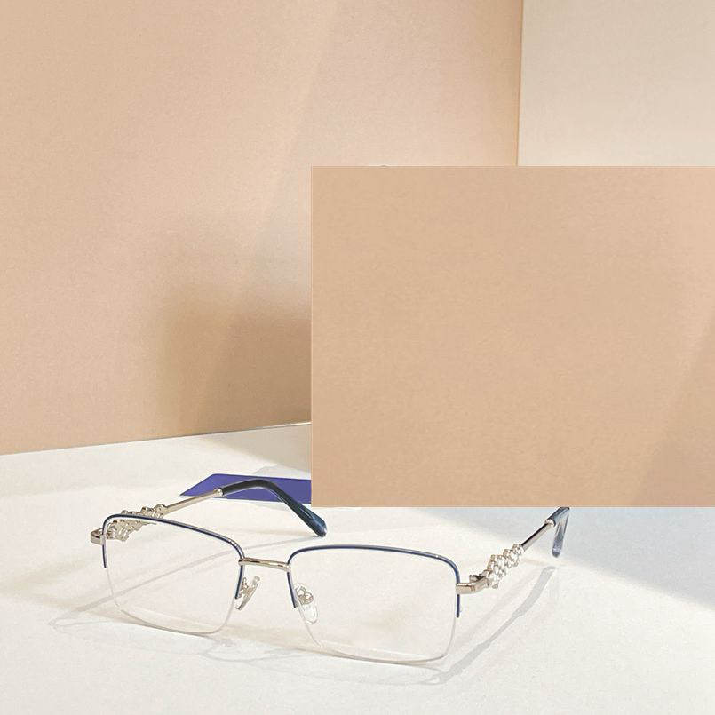 金属方形半框平光眼镜架女士D67J时尚镶钻御姐风光学镜男可配度数