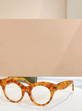圆形复古风平光眼镜架男女通用40126I时尚素颜光学镜可配度数豹纹