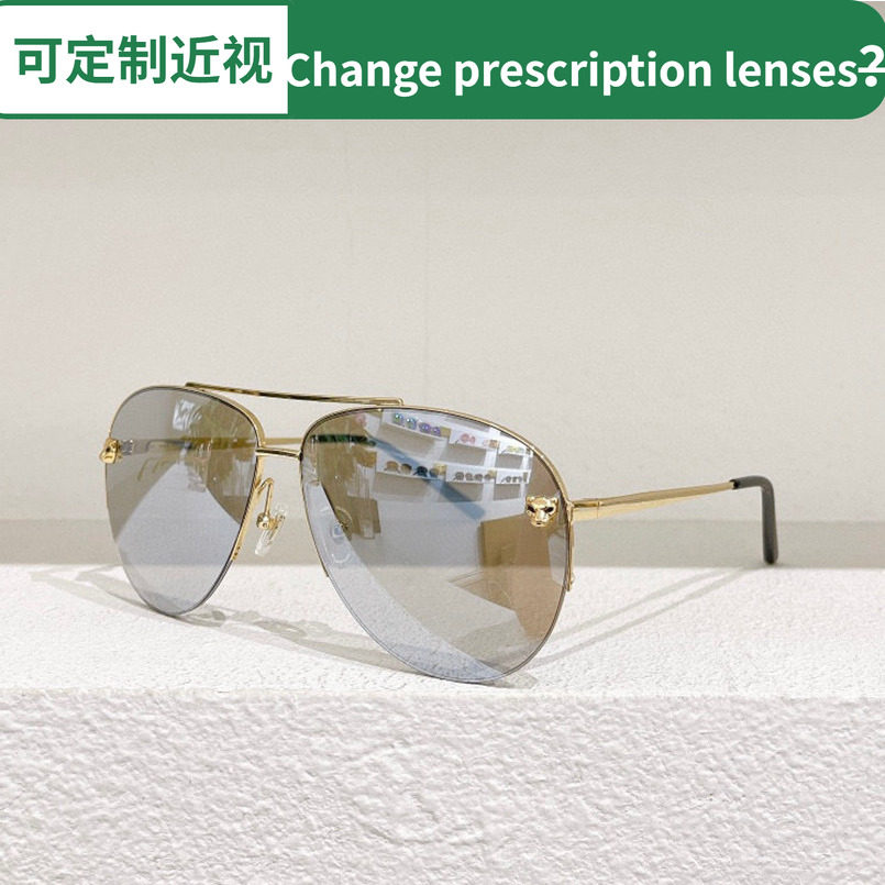 欧美同太阳眼镜金属椭圆半框CT0065S墨镜男女银色配近视