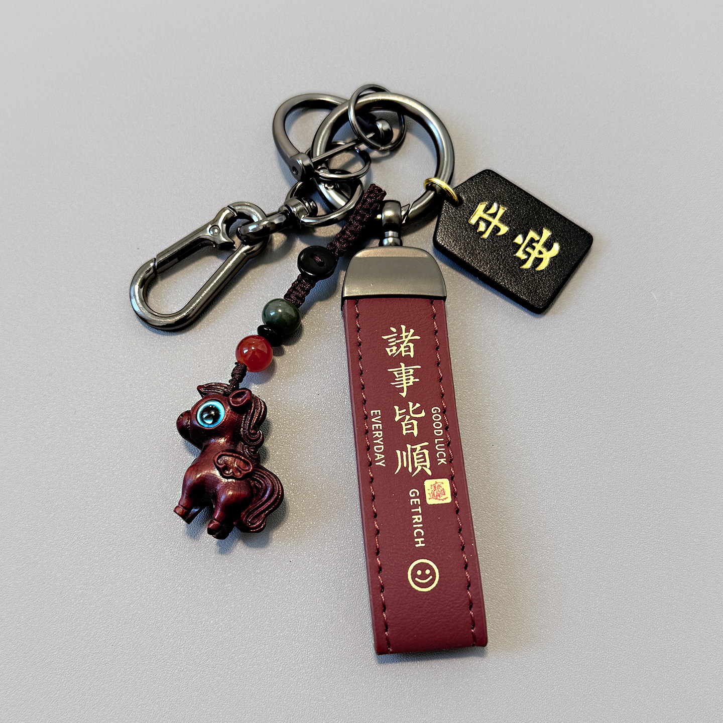 檀木马生肖马年新年吉祥物汽车钥匙扣男女情侣挂饰新年礼物包挂件