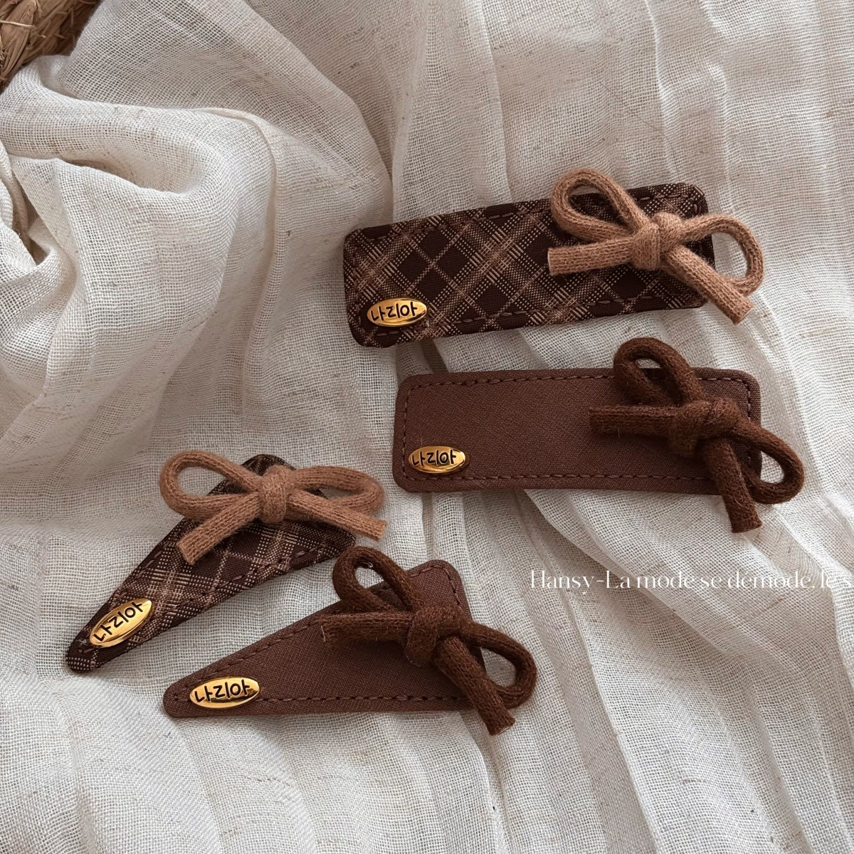 布艺夹子蝴蝶结发夹侧边三角bb夹女高级感边夹碎发刘海夹发卡头饰