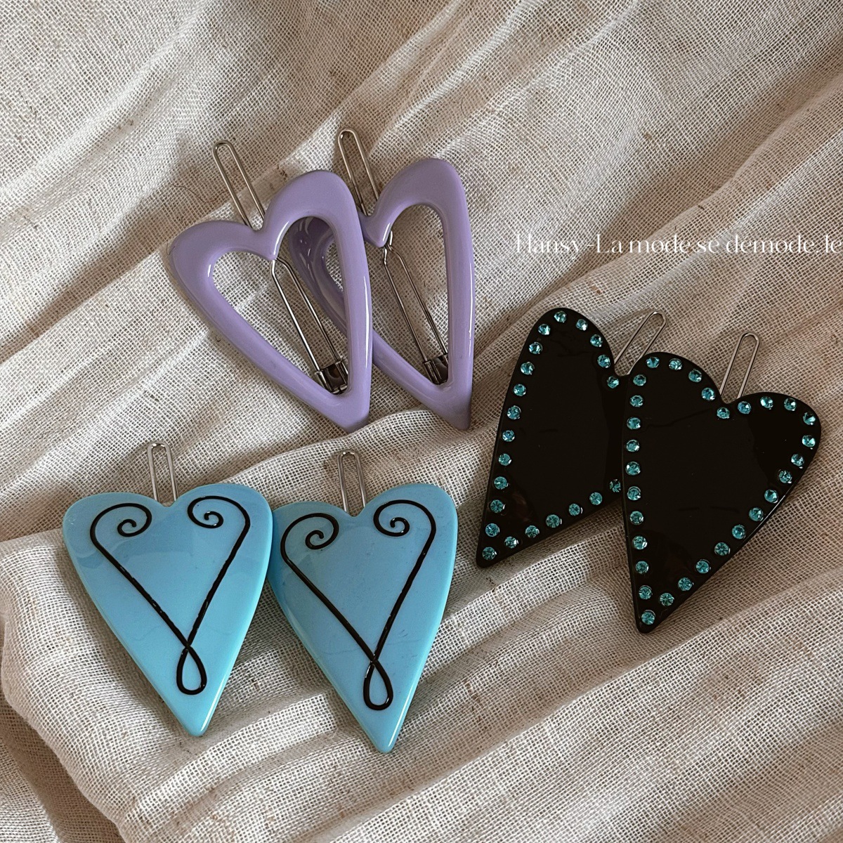 简约气质爱心发夹后脑勺镶钻醋酸一字发卡小清新夹子侧边刘海边夹