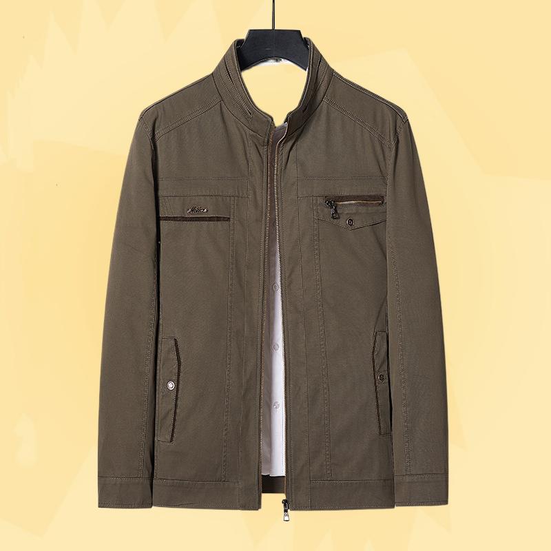 中年夹克外套跨境秋季新款商务休闲中老年外套爸爸装上衣
