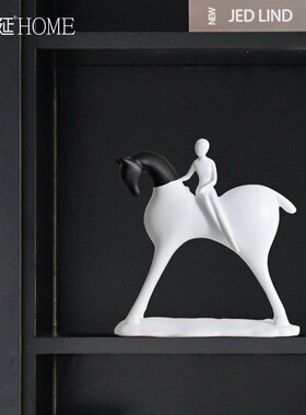 北欧简约黑白艺术马摆件轻奢高档办公室客厅家居样板房玄关装饰品