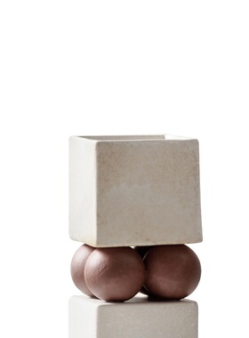 简约轻奢手工陶瓷花瓶家居客厅样板房叠球插花器软装餐桌饰品摆件