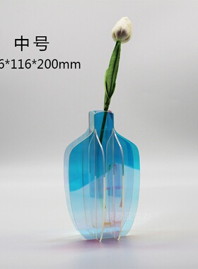 炫彩亚克力干花瓶北欧简约花器INS插花瓶客厅家居装饰品桌面摆件