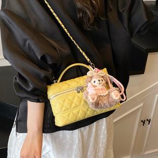 高级感洋气小包包2025新款菱格链条化妆盒子包轻奢小众单肩斜挎包