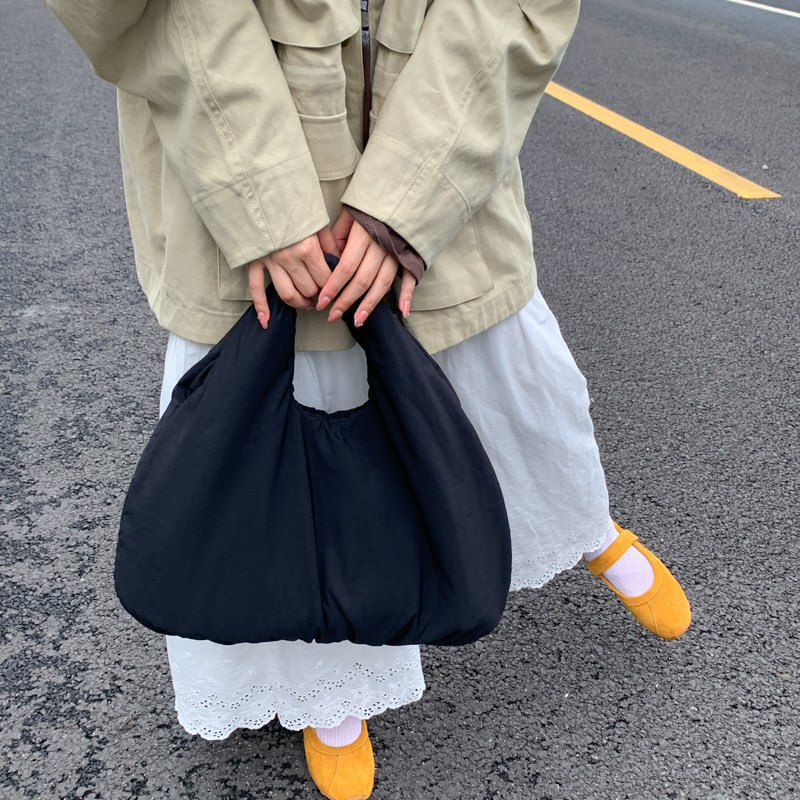 韩系慵懒风个性女ins手拎单肩大包通勤休闲大容量购物袋百搭布兜