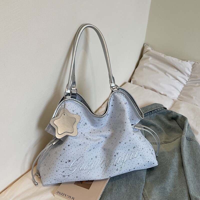 学院风学生上课包小众设计星星印花托特包女大容量手提通勤高级感