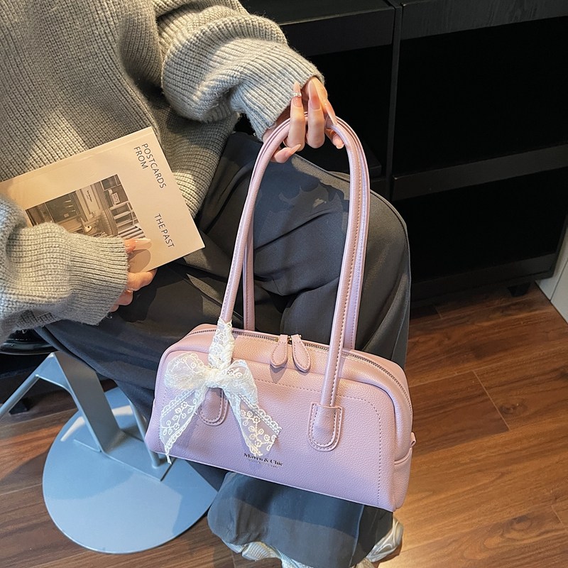 温柔紫色包包波士顿手提包女2026新款通勤单肩腋下包小众保龄球包,箱包皮具/热销女包/男包,腋下包,淘宝优惠券,粉丝福利购,淘宝优惠卷