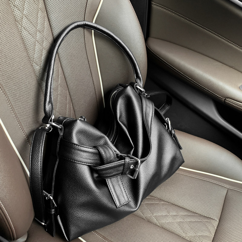 ins机车包荔枝纹软皮大容量通勤单肩时尚高级感百搭手提斜挎大包,箱包皮具/热销女包/男包,通用款女包,淘宝优惠券,粉丝福利购,淘宝优惠卷