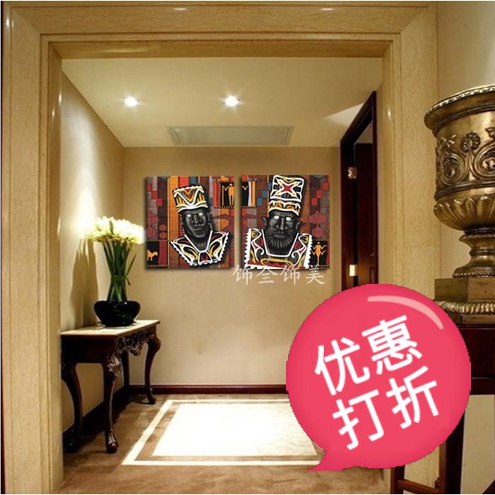 非洲风情酒店壁画人物墙画过道装饰画餐厅无框画家居墙壁挂画现代图片