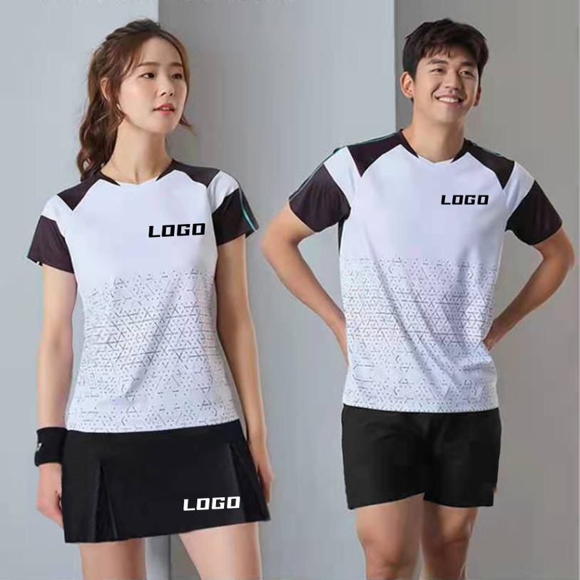 2025新款韩版羽毛球服YY男女套装白色速干女上衣男短袖团队服定制