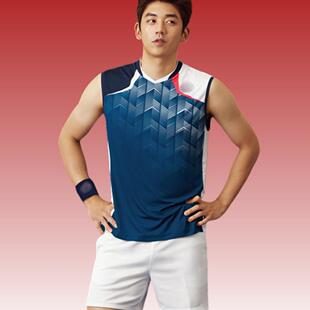 25款韩版羽毛球服YY速干蓝色乒乓球服团队比赛无袖款定制印字队服