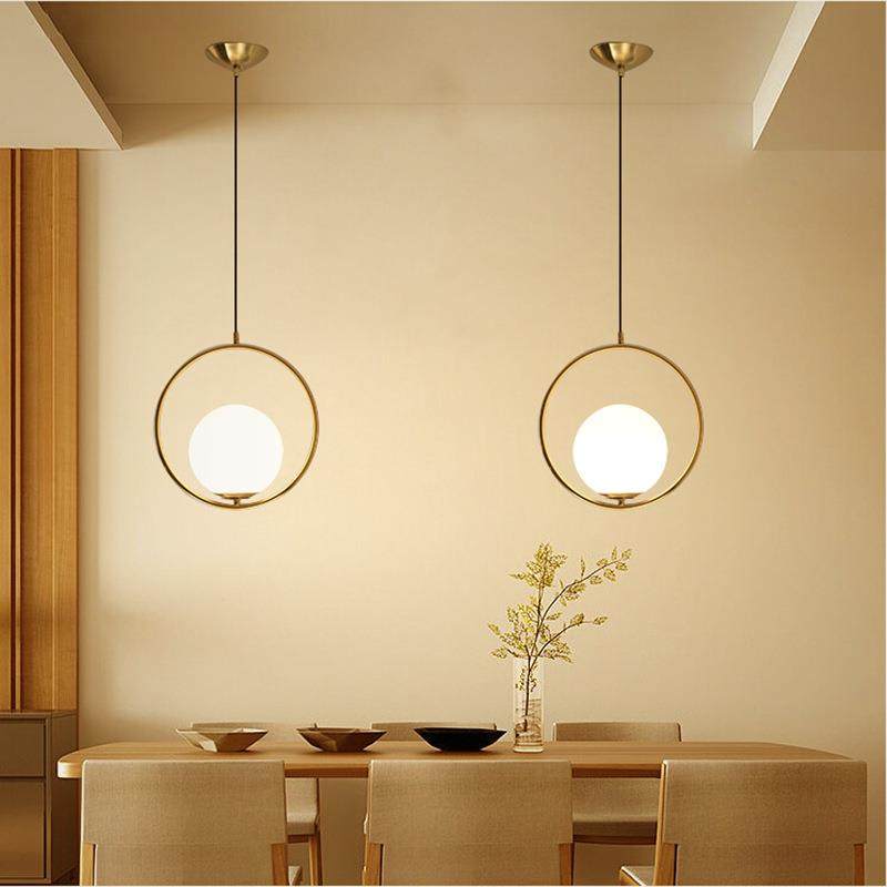 北欧创意餐厅吊灯现代简约床头灯卧室饭厅圆球形吧台个性餐桌吊灯