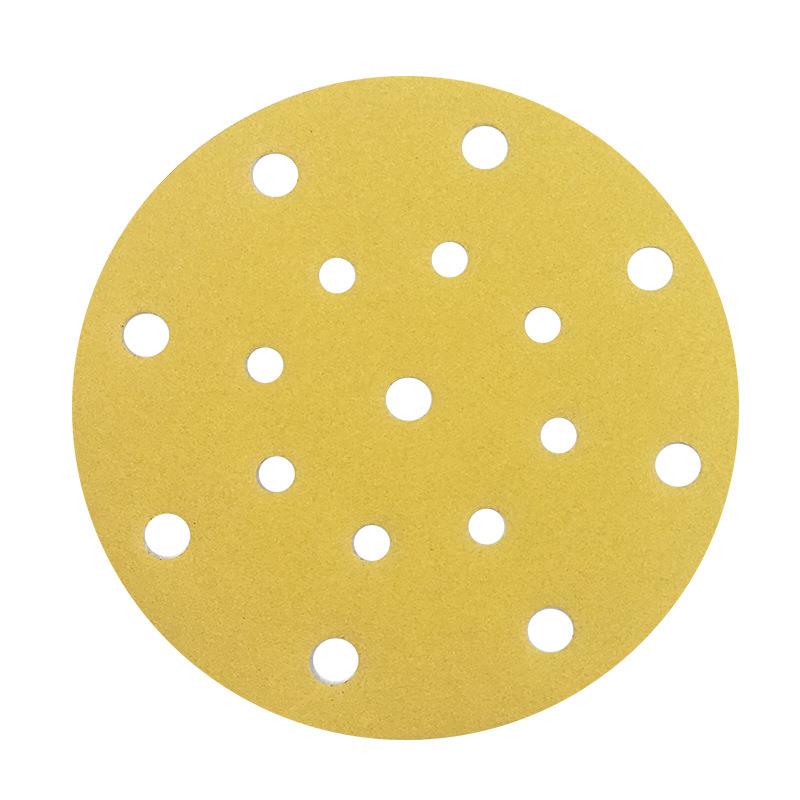 6寸17孔大美汽车干磨砂纸 植绒圆形盘砂 148mm黄砂 打磨沙纸