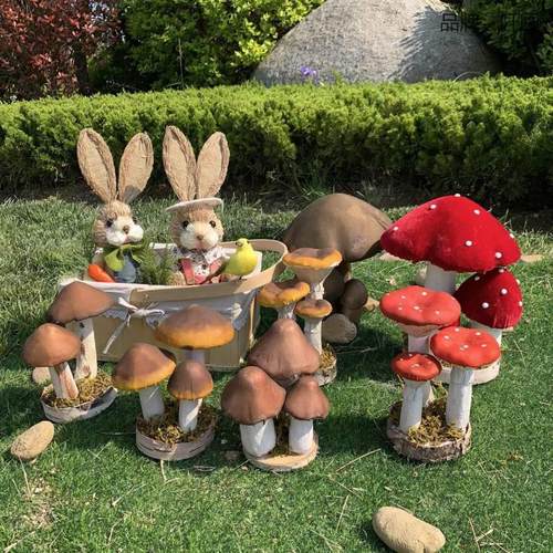 。仿真手工蘑菇泡沫模型拍摄道具彩色布景 小蘑菇园艺摆件橱窗